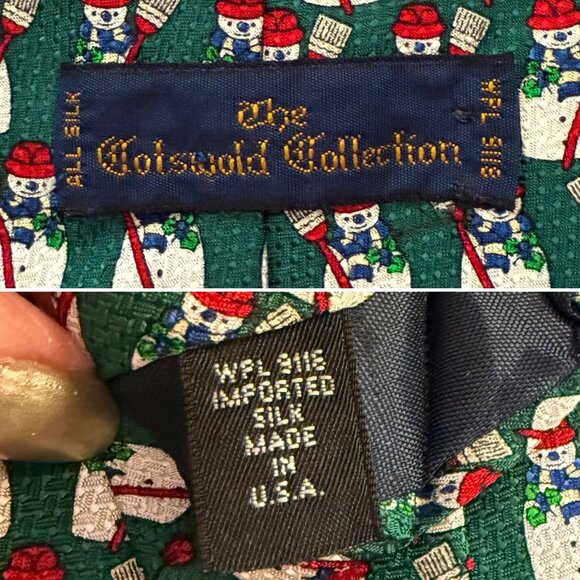 Vintage Cotswold Collection Silk Snowman Pattern Tie Christmas Holiday Winter - Picture 5 of 6